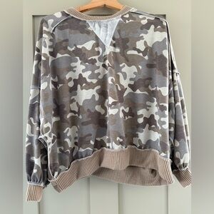 Taupe Camouflage Long Sleeve Women's Top